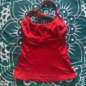 ALO YOGA- Red Yoga Top, built in bra. X-small